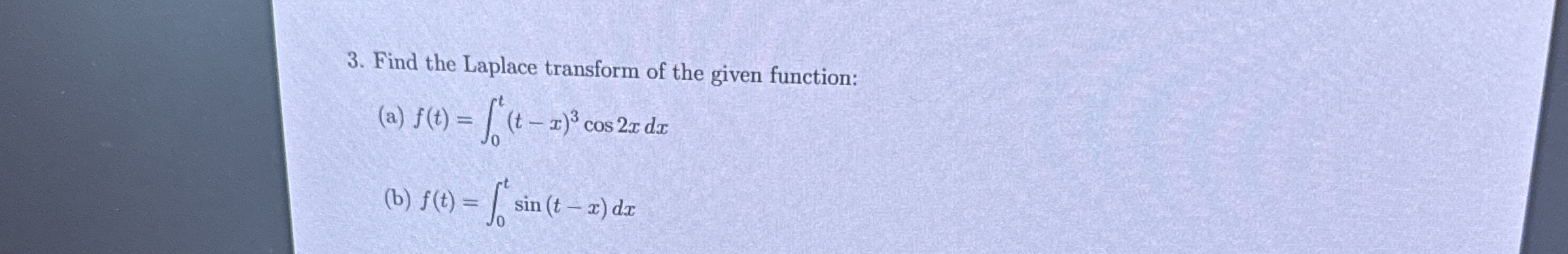 Find the Laplace transform of the given function: