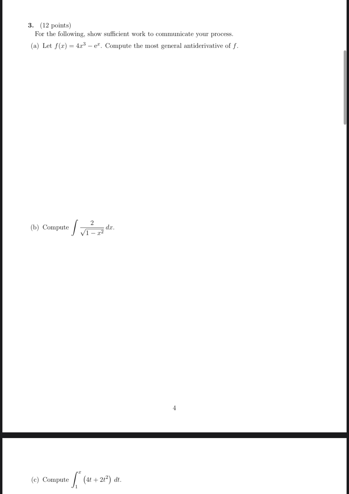 ( 1 2 points ) For the following, show sufficient