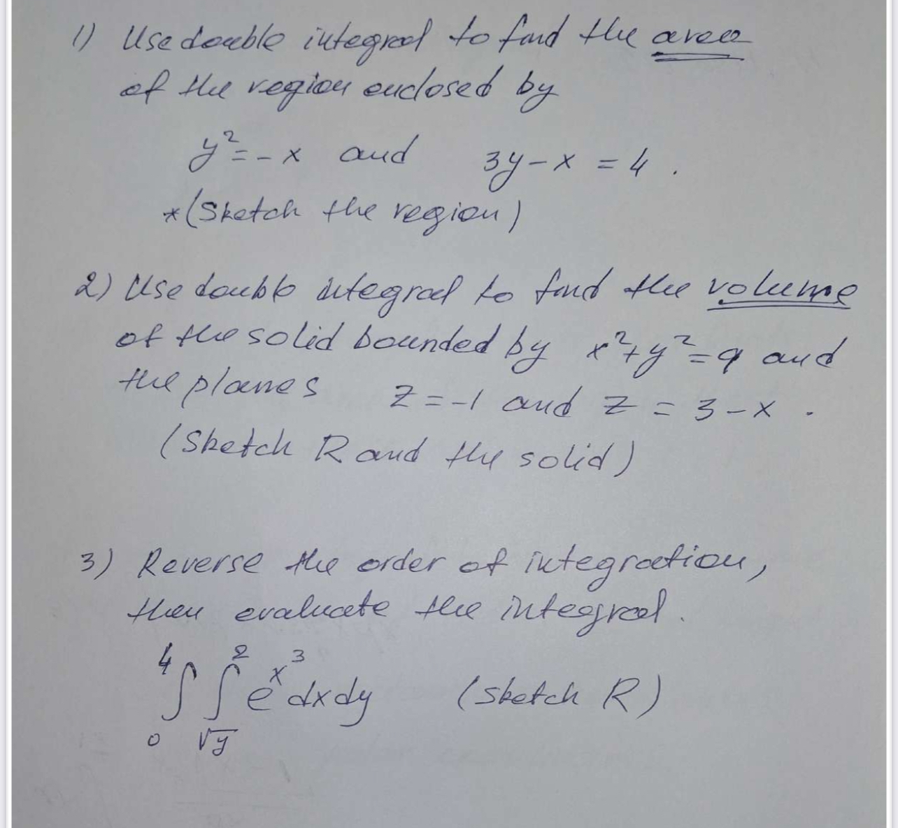 Use double integral to find the area of the