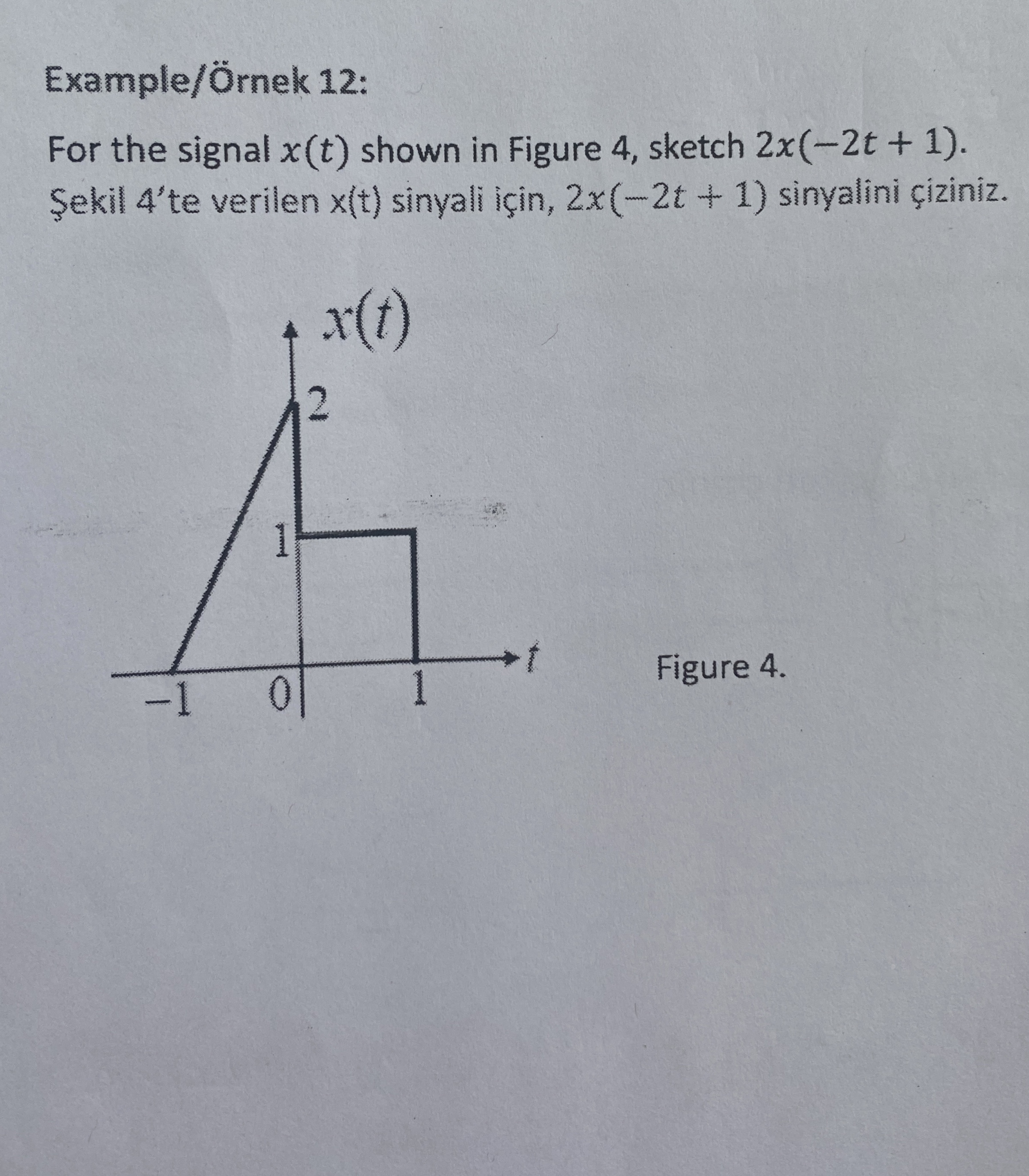 Example / rnek 1 2 : For the signal x ( t ) shown