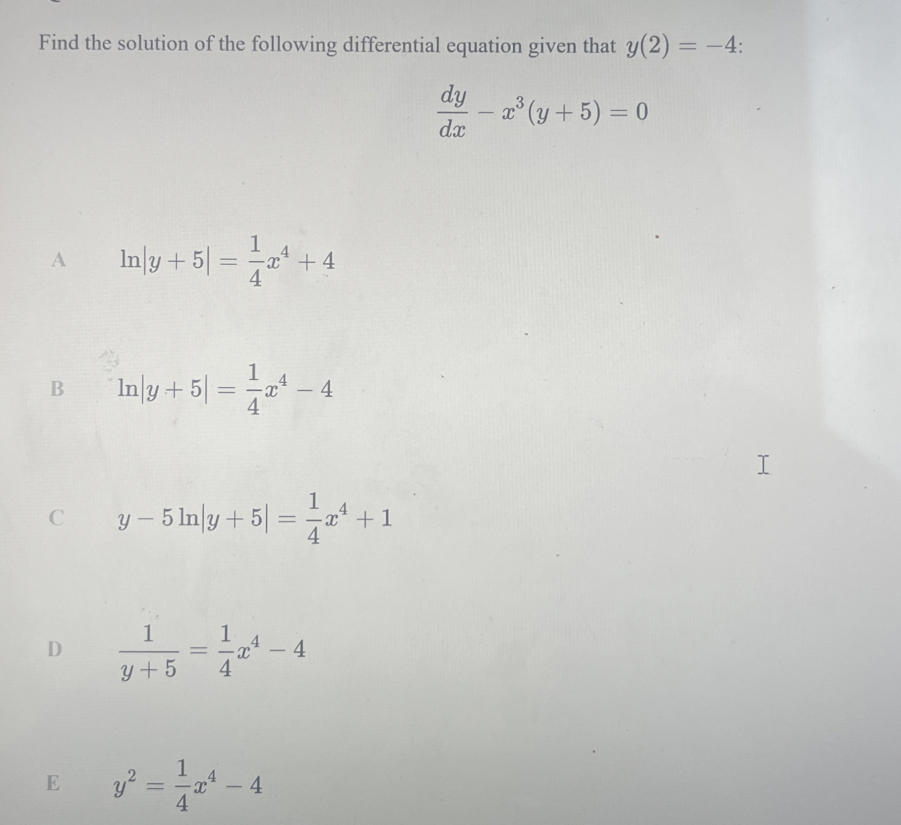 Find the solution of the following differential