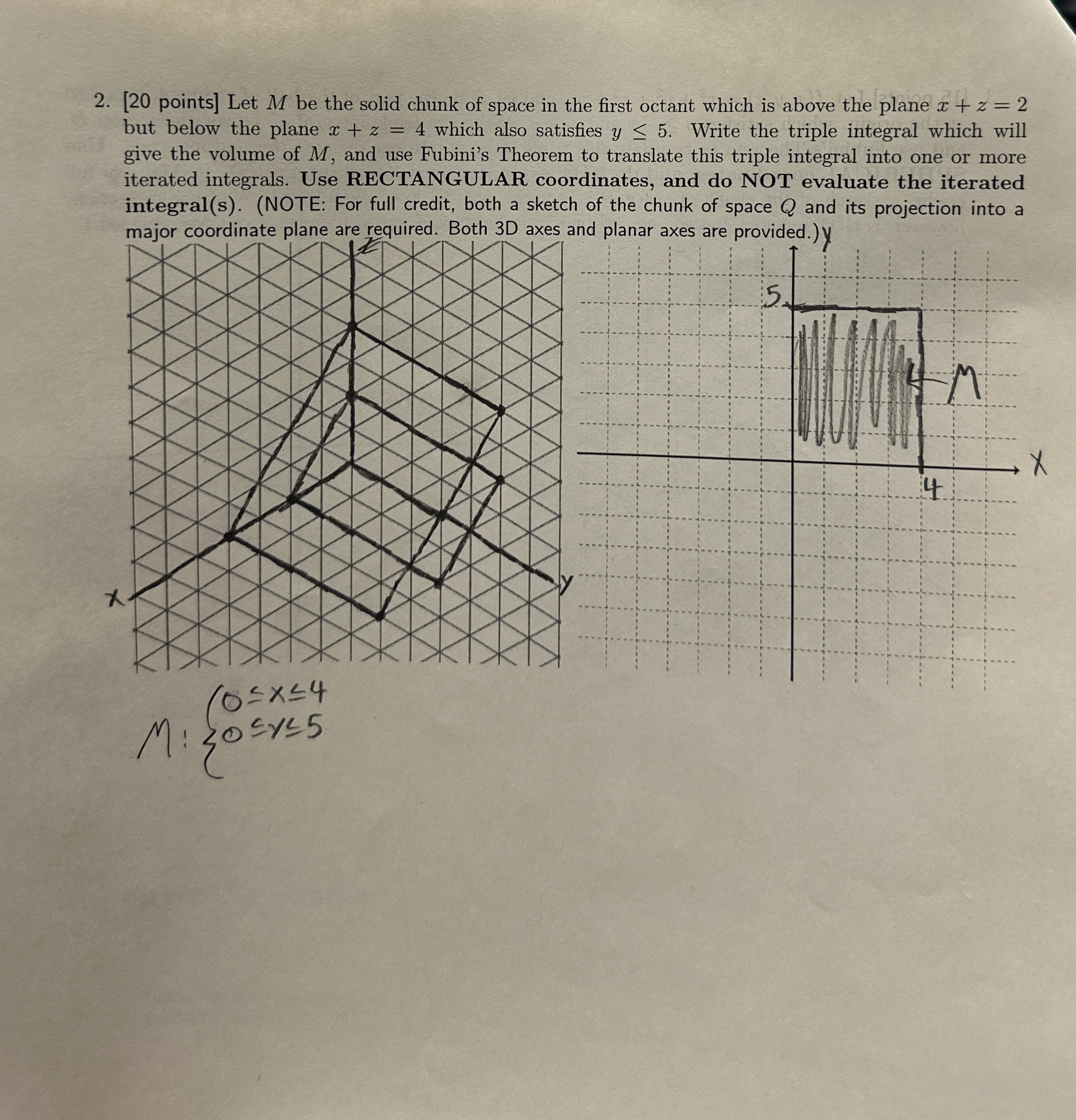 [ 2 0 points ] Let M be the solid chunk of space