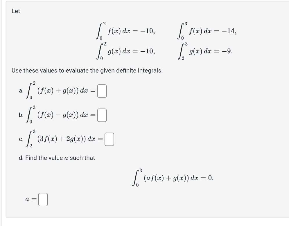 Let { : 0 2 f ( x ) d x = - 1 0 0 3 f ( x ) d x