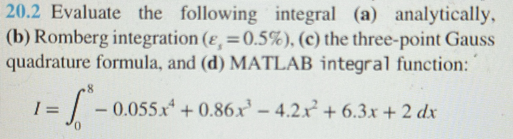 2 0 . 2 Evaluate the following integral ( a )