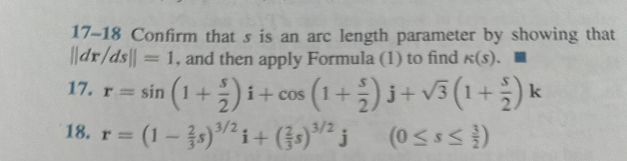 1 7 - 1 8 Confirm that s is an arc length