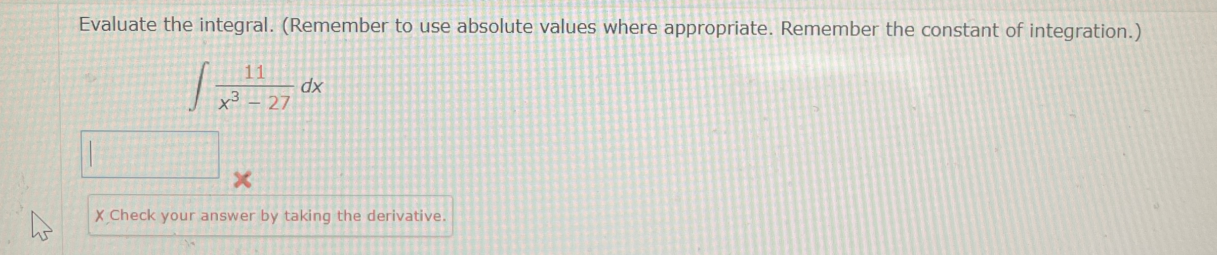 Evaluate the integral. ( Remember to use absolute