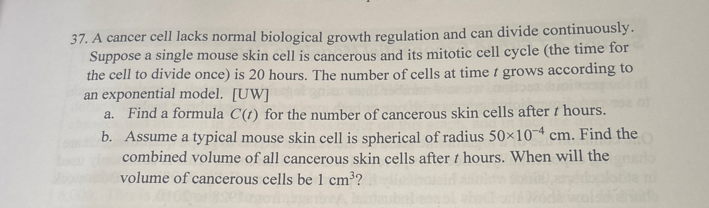 A cancer cell lacks normal biological growth