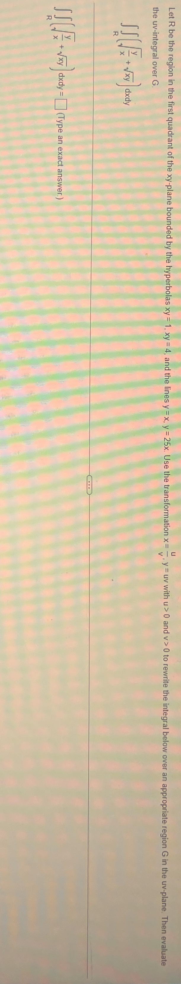 the uv - integral over G R ( y x 2 + x y 2 ) d x