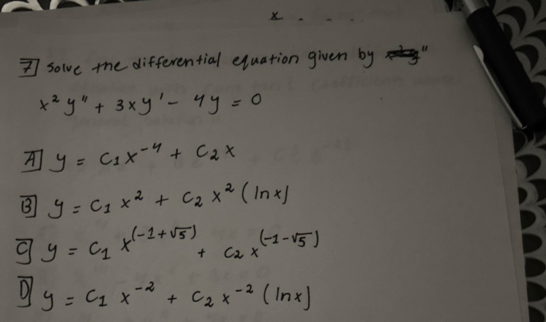7 7 Solve the differential equation given by x 2