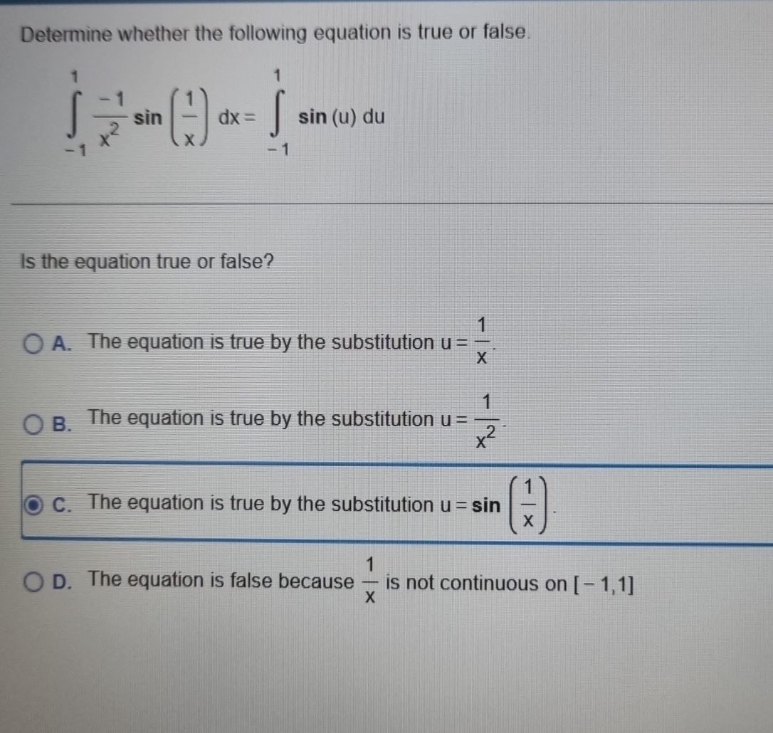 Determine whether the following equation is true