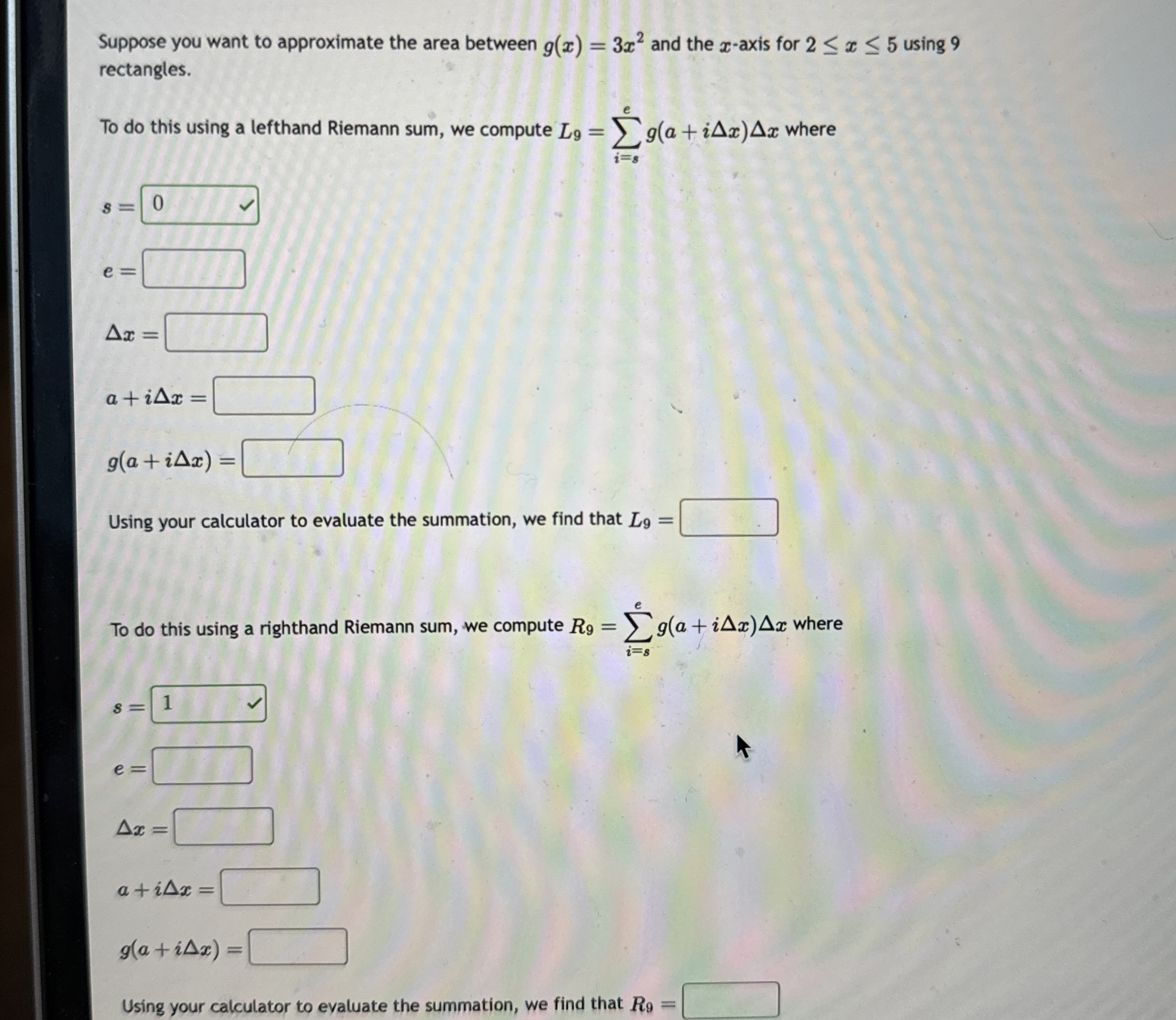 Suppose you want to approximate the area between