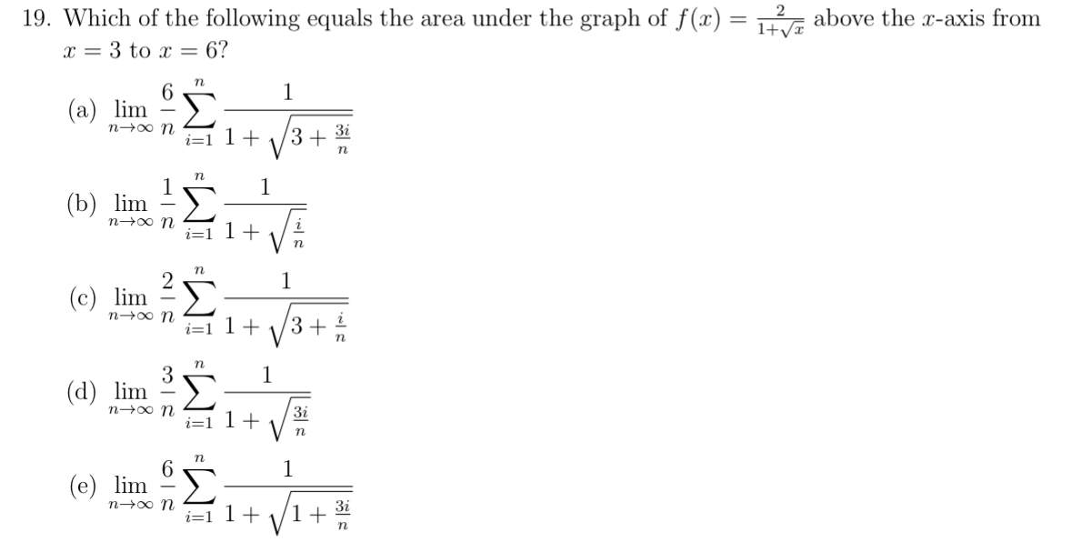 Which of the following equals the area under the