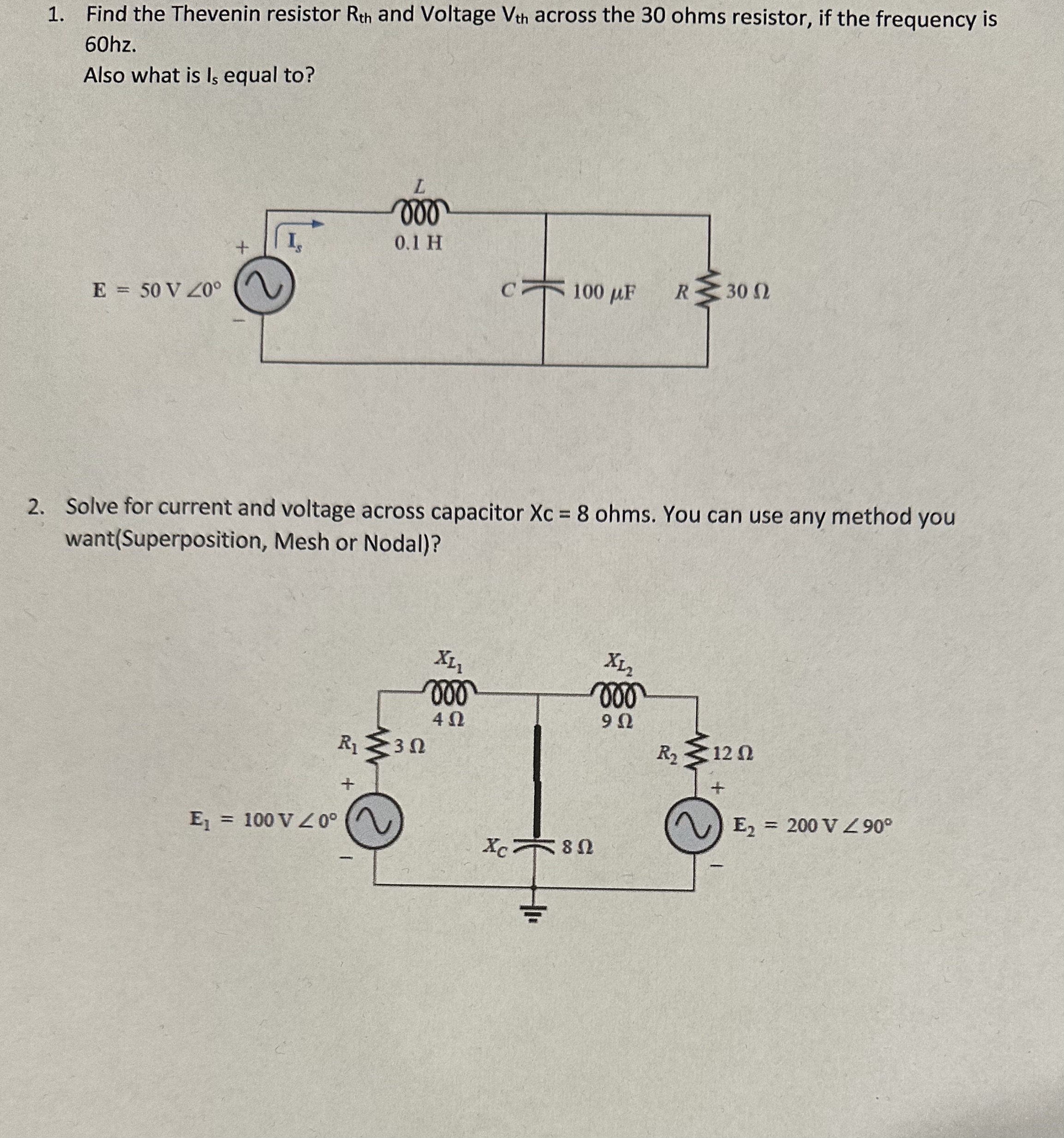 Find the Thevenin resistor R t h and Voltage V t