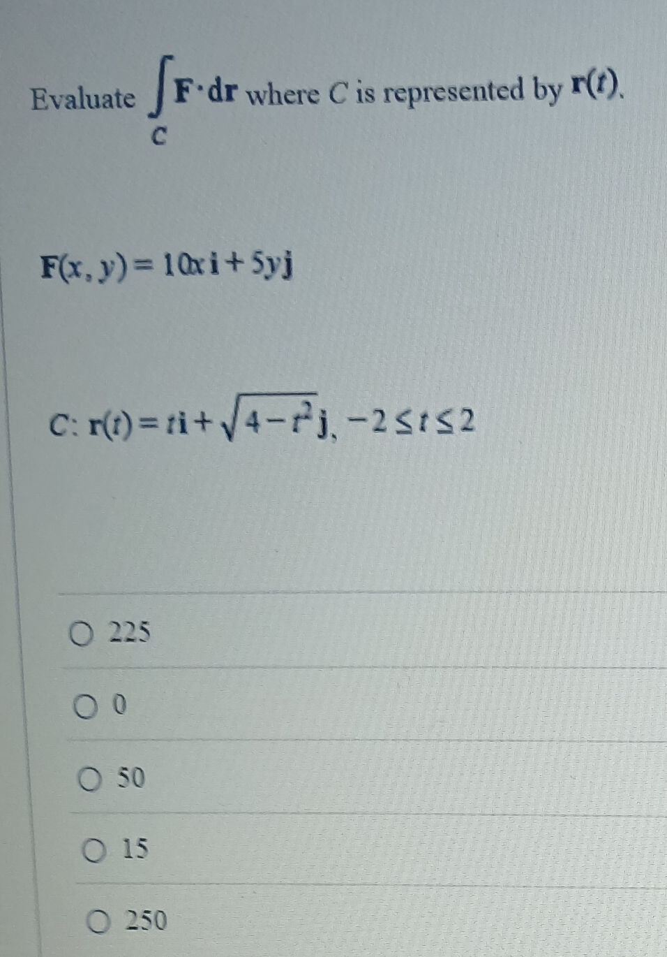 Evaluate C F * d r where C is represented by r (