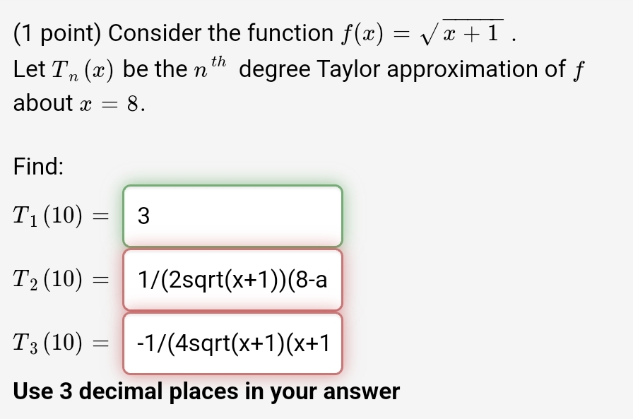 ( 1 point ) Consider the function f ( x ) = x + 1