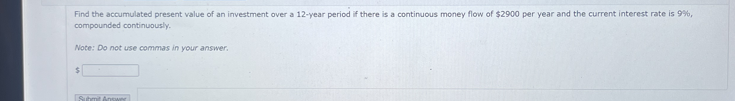 Find the accumulated present value of an