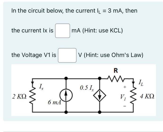 In the circuit below, the current I L = 3 m A ,