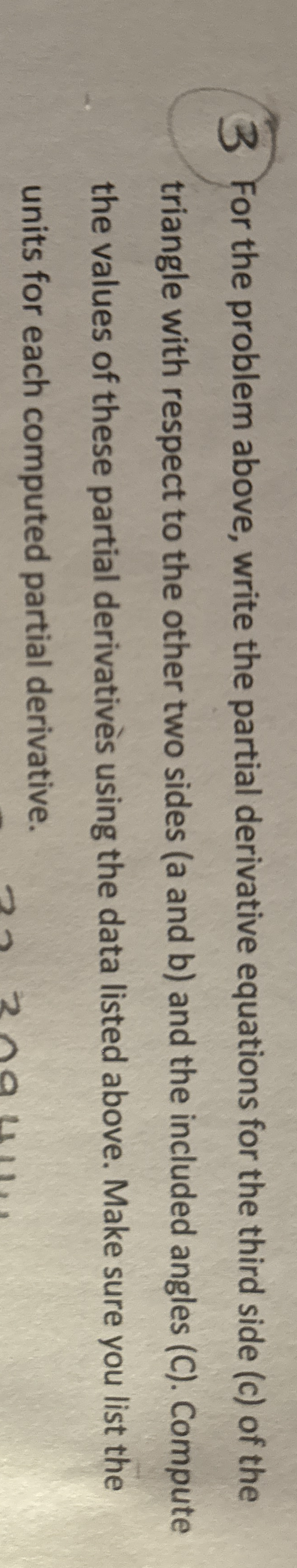 3 For the problem above, write the partial