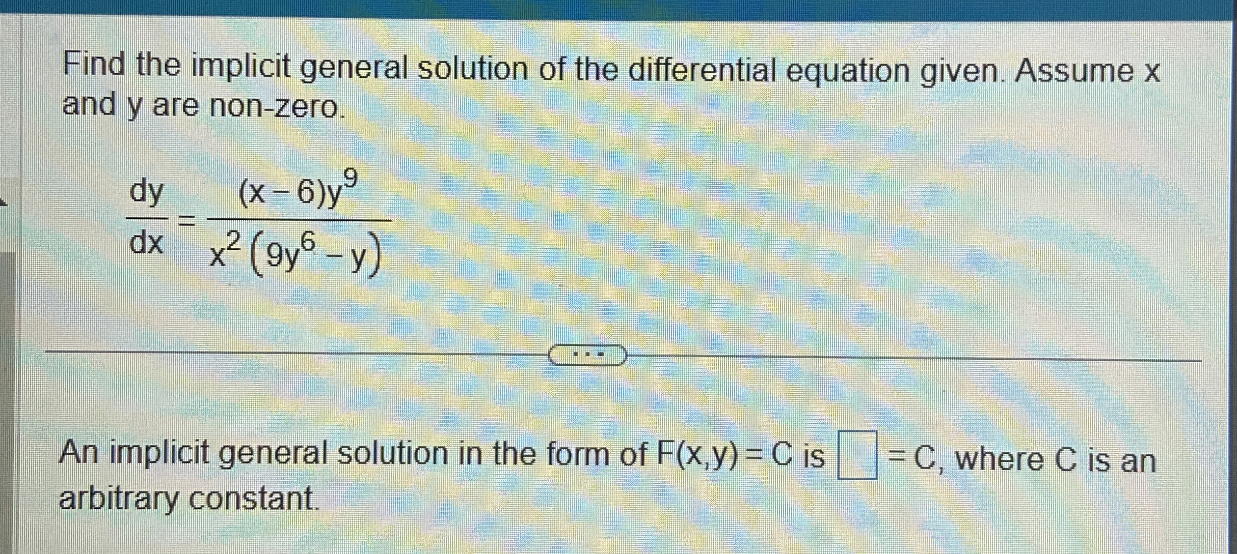 Find the implicit general solution of the