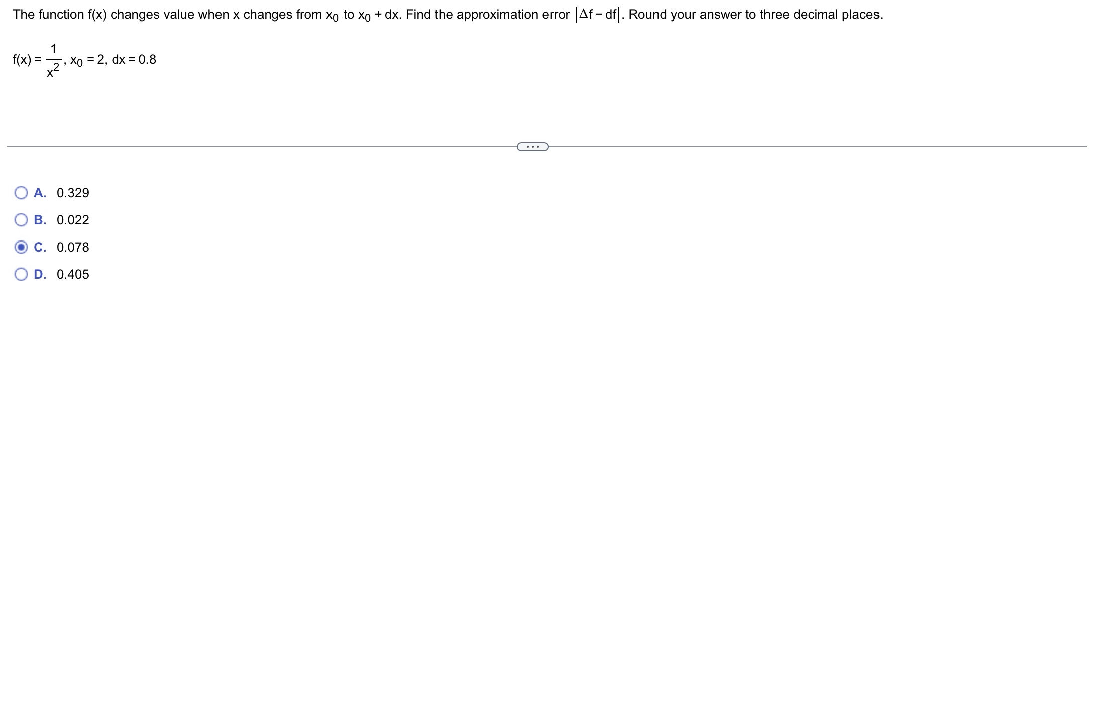 The function f ( x ) changes value when x changes