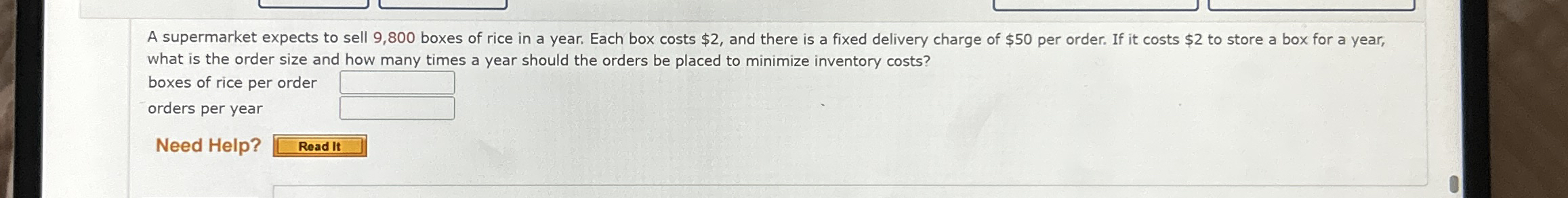 A supermarket expects to sell 9 , 8 0 0 boxes of