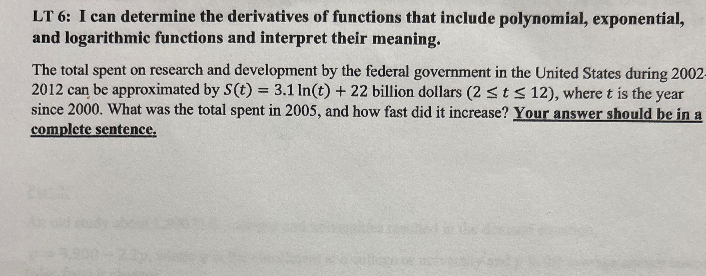LT 6 : I can determine the derivatives of
