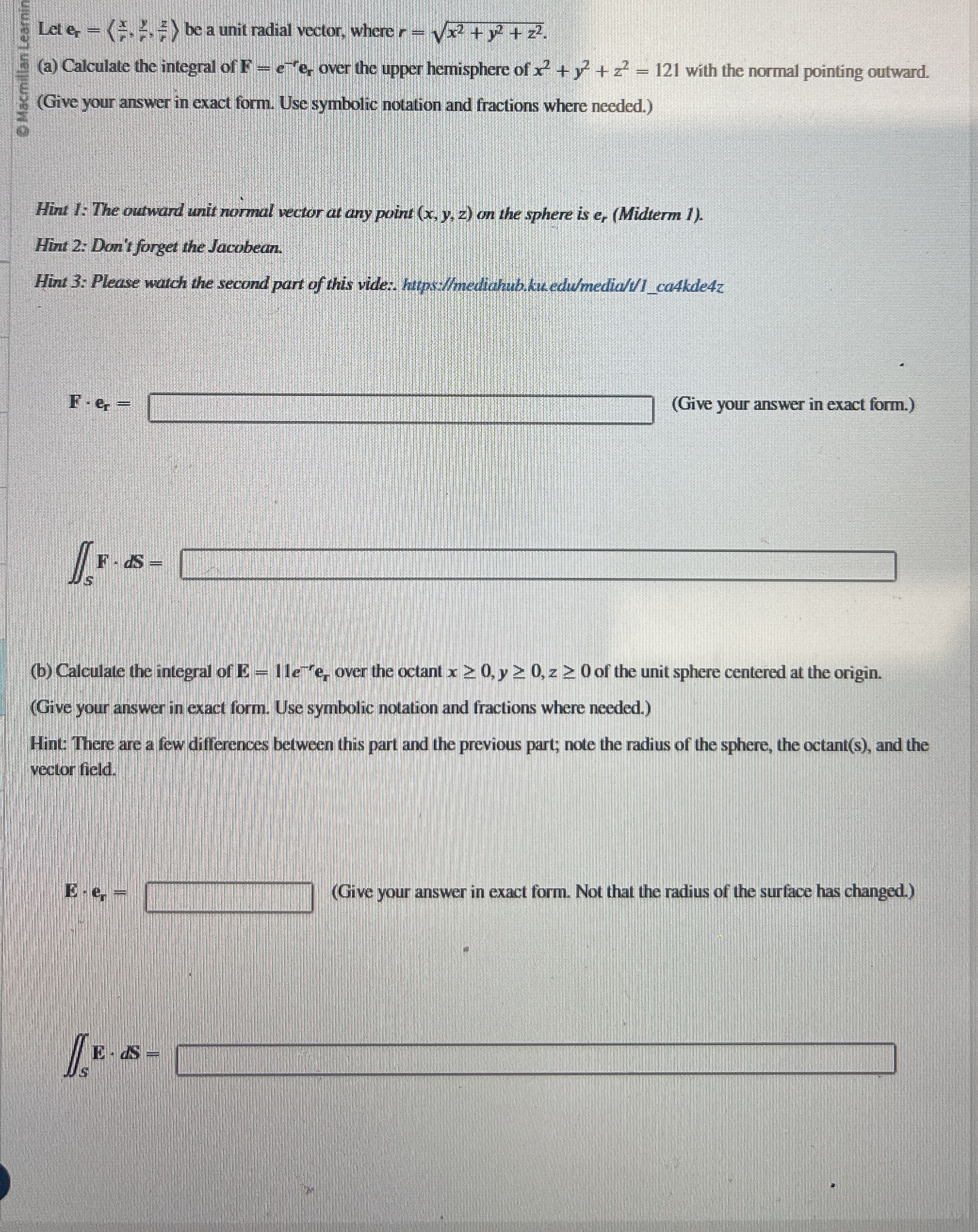 Let e r = ( : x r , y r , z r : ) be a unit