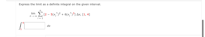Express the limit as a definite integral on the