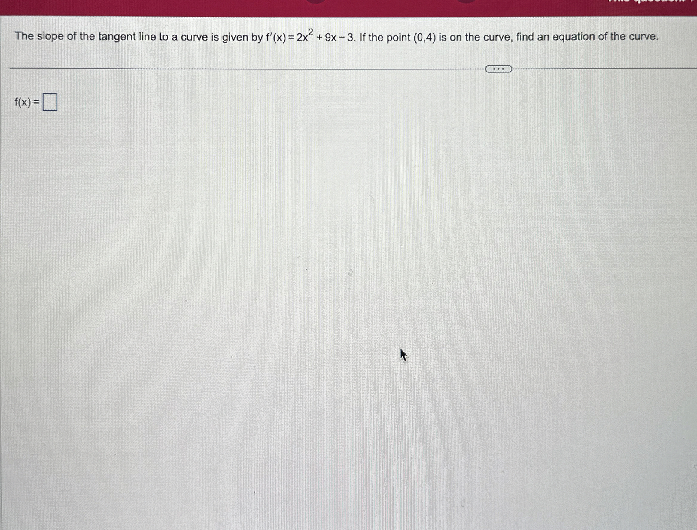 The slope of the tangent line to a curve is given