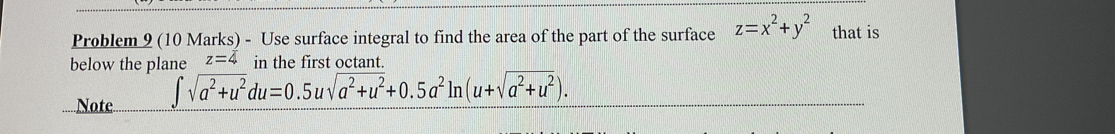 Problem 9 ( 1 0 Marks ) - Use surface integral to