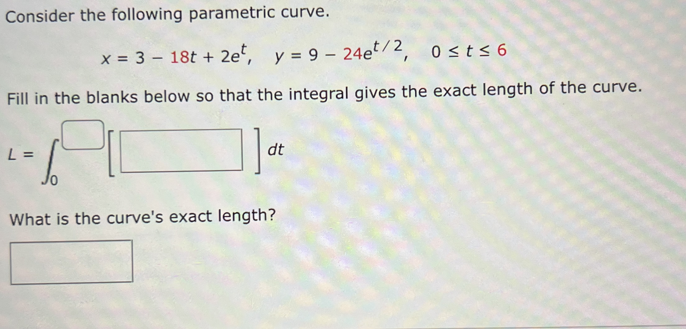 Consider the following parametric curve. x = 3 -