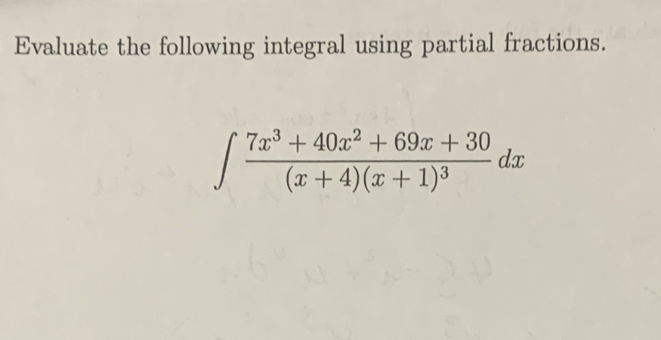 Evaluate the following integral using partial