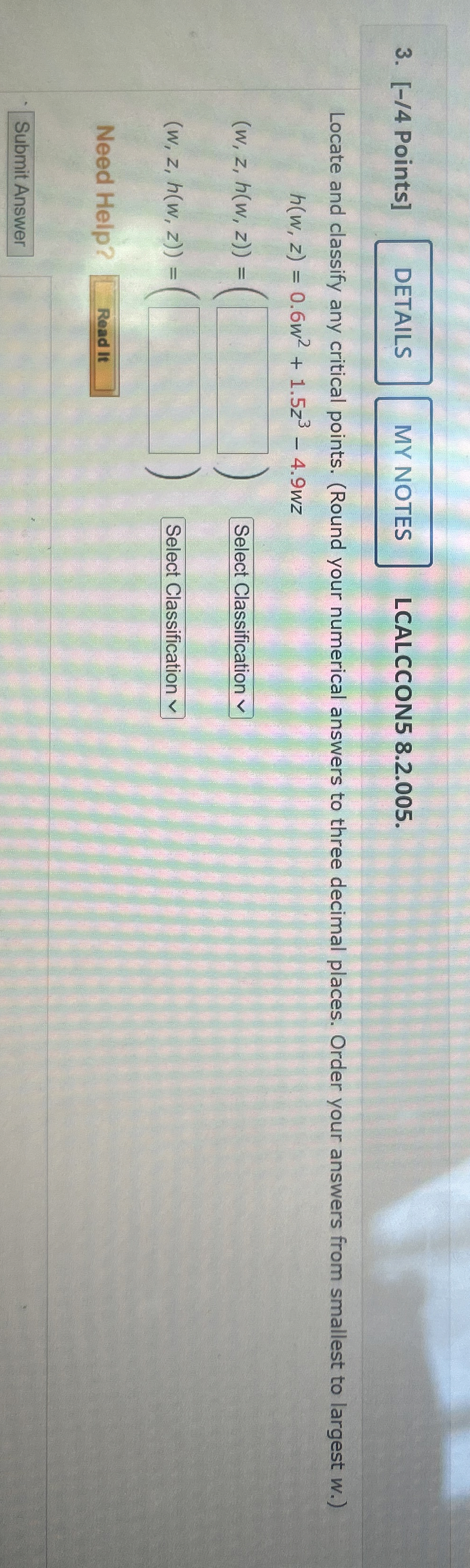 [ - / 4 Points ] LCALCCON 5 8 . 2 . 0 0 5 .