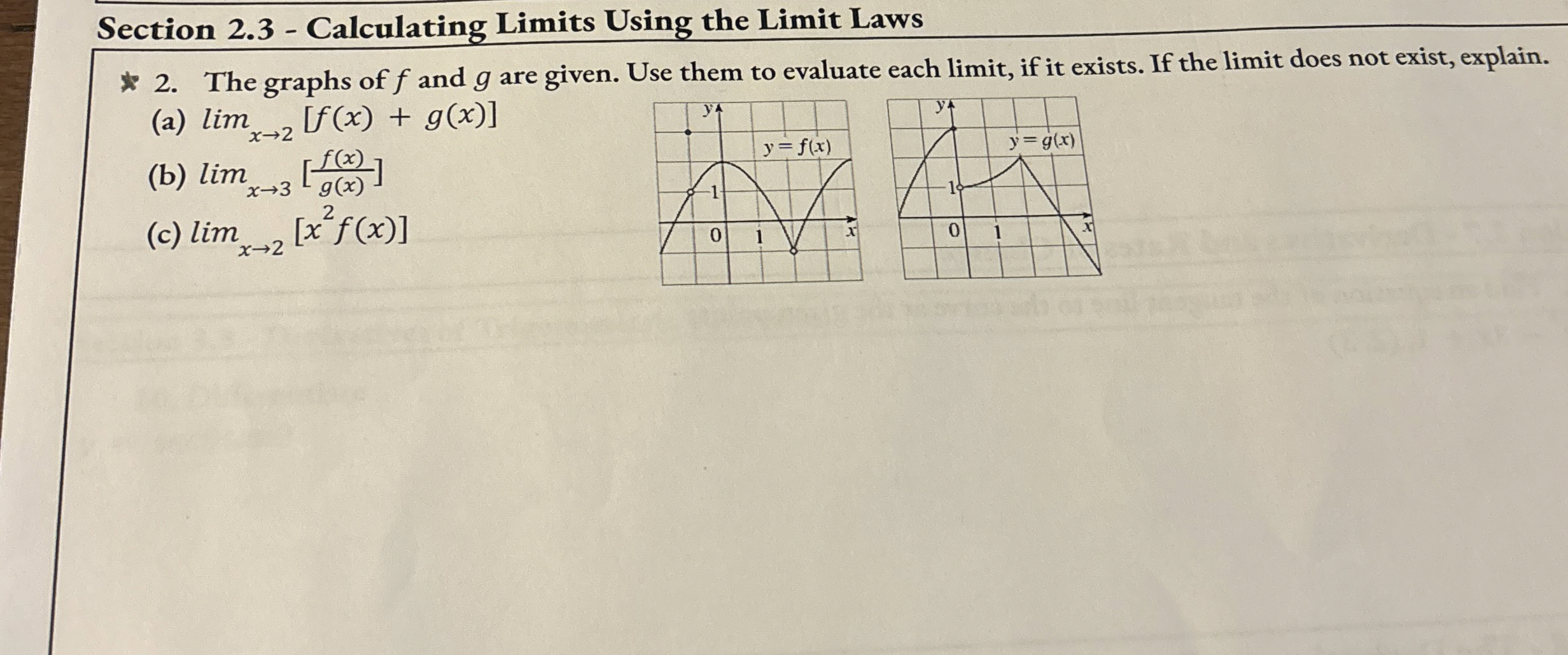 Section 2 . 3 - Calculating Limits Using the
