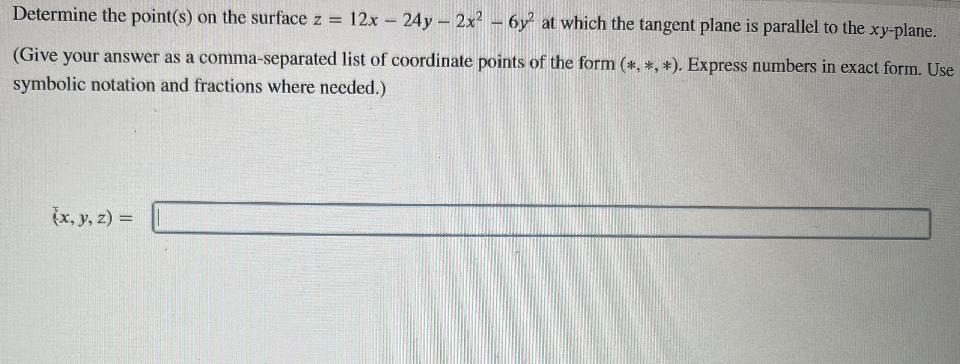 Determine the point ( s ) on the surface z = 1 2