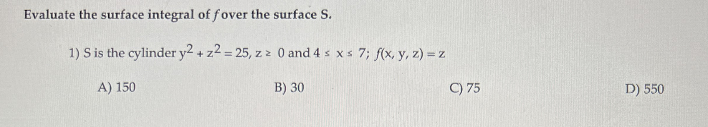 Evaluate the surface integral of f over the