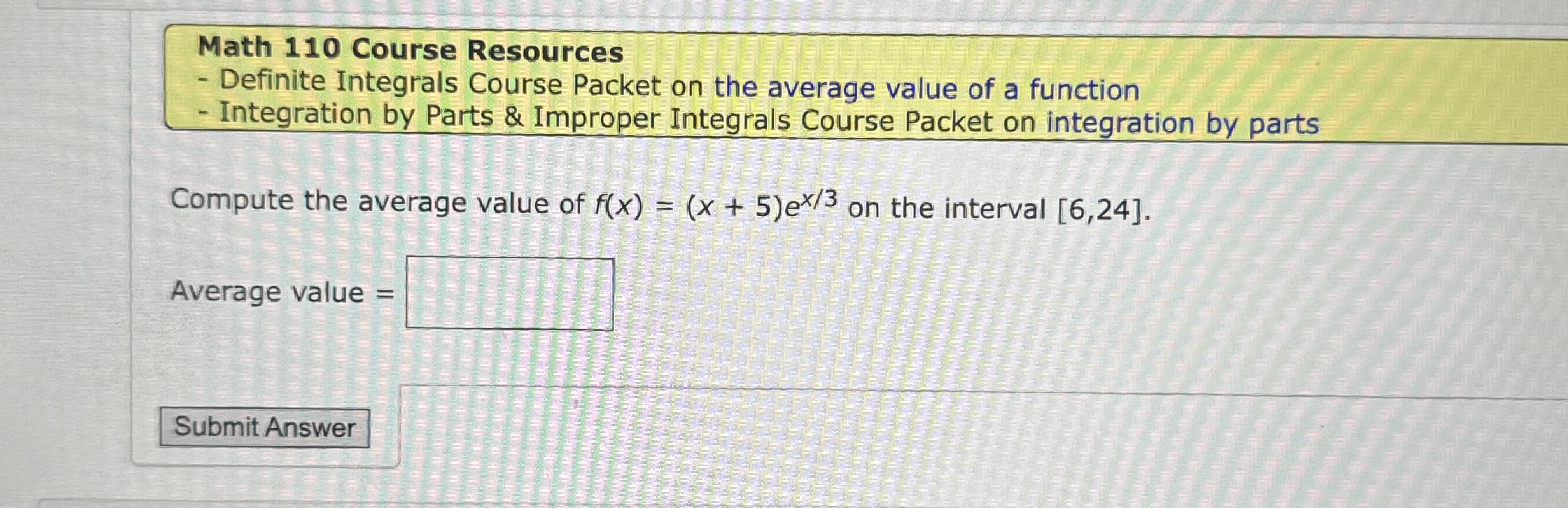 Math 1 1 0 Course Resources Definite Integrals