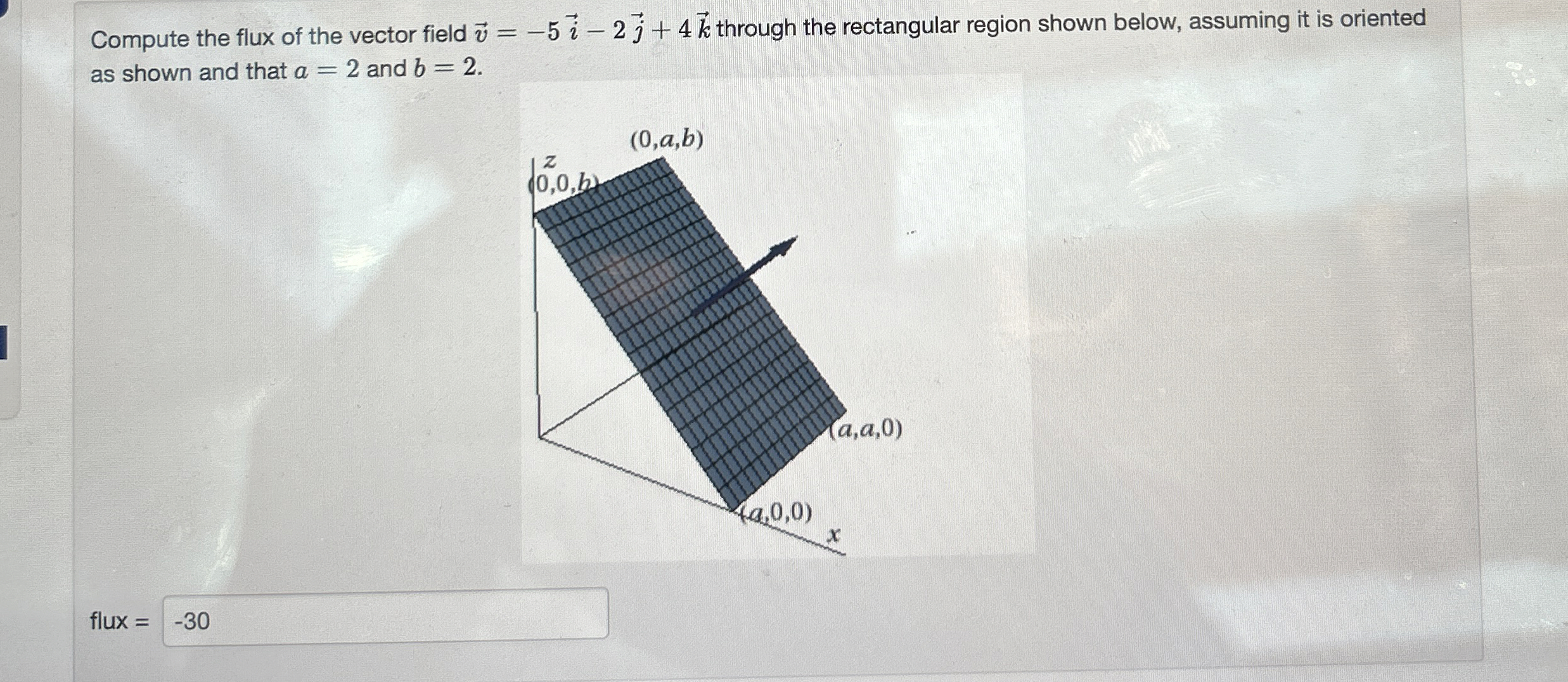 Compute the flux of the vector field vec ( v ) =