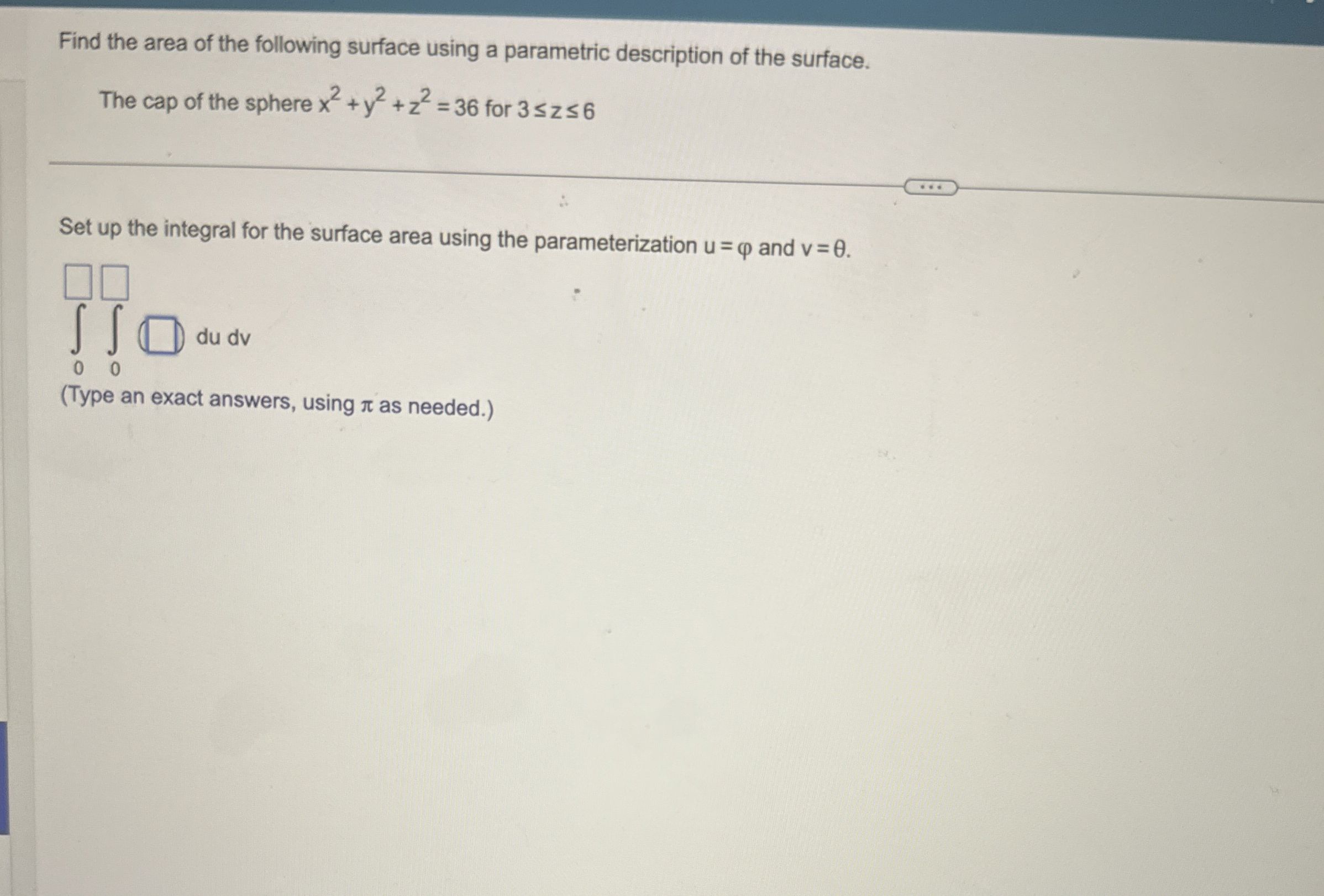 Find the area of the following surface using a