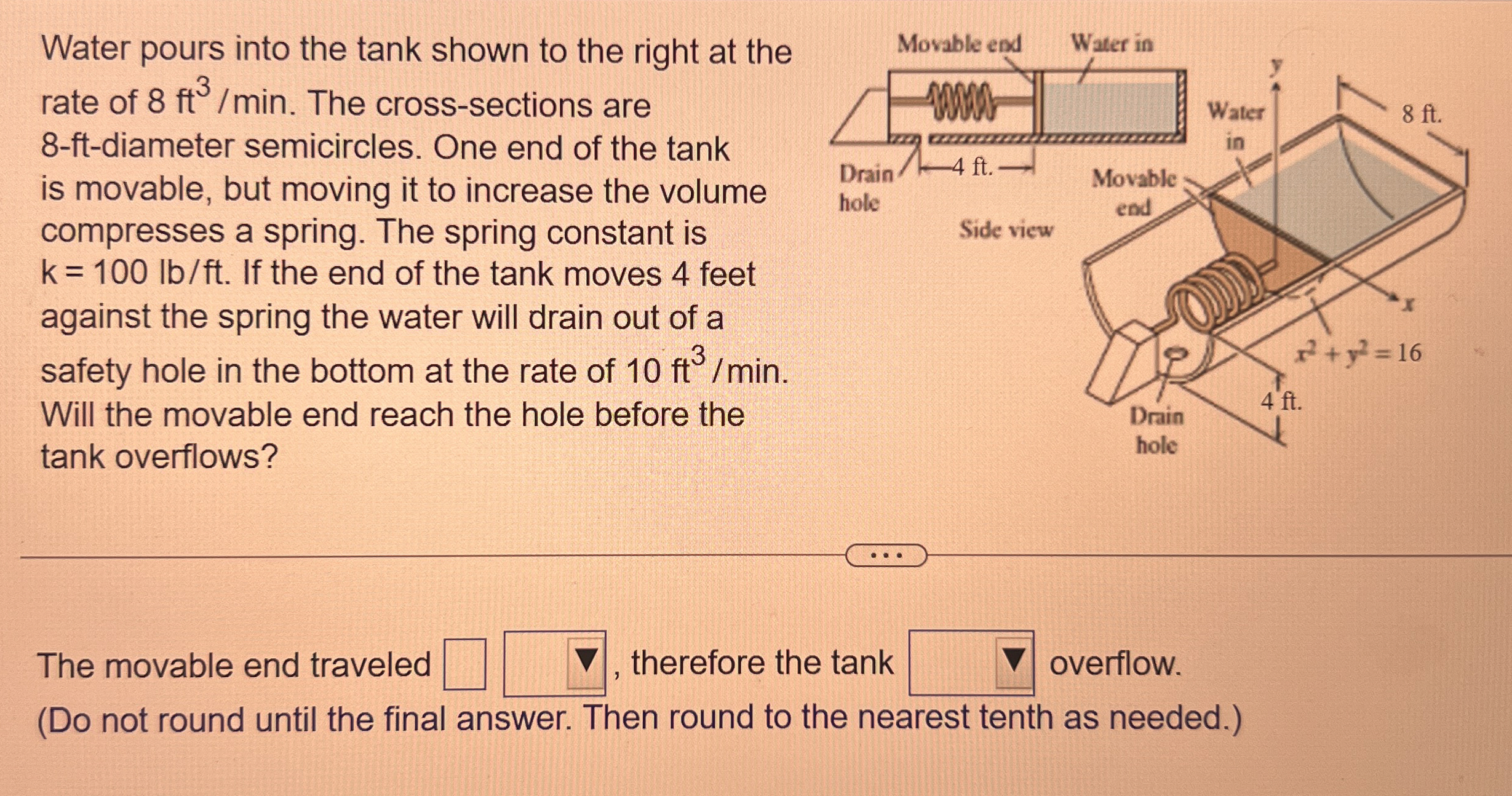 Water pours into the tank shown to the right at