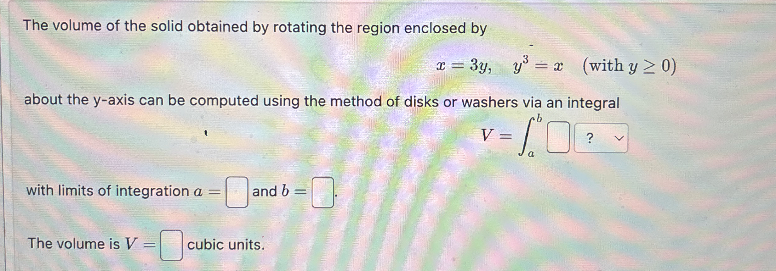 The volume of the solid obtained by rotating the