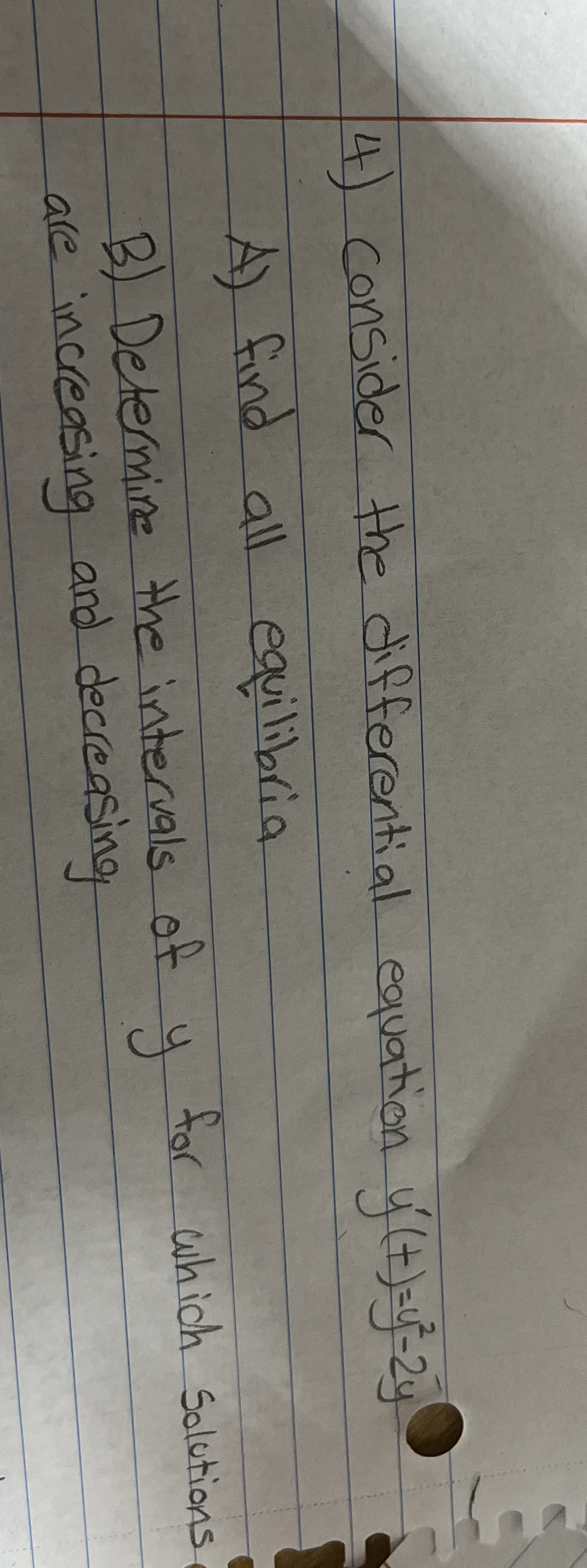 4 ) Consider the differential equation y ' ( t )