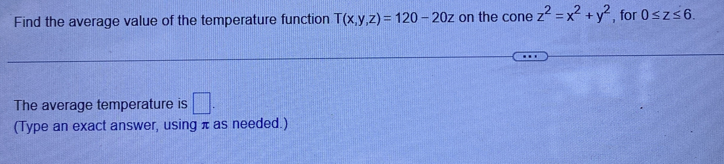 Find the average value of the temperature