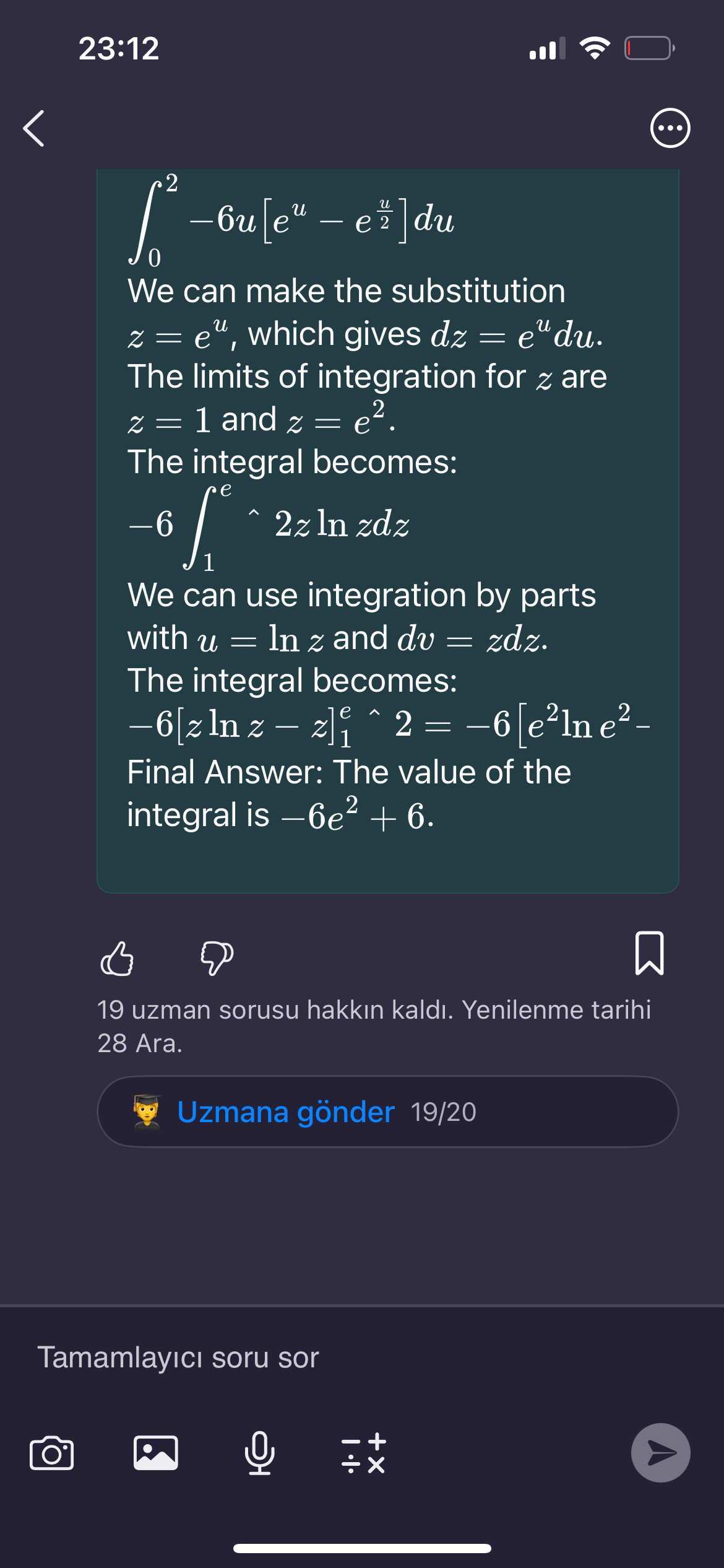 2 3 : 1 2 0 2 - 6 u [ e u - e u 2 ] d u We can