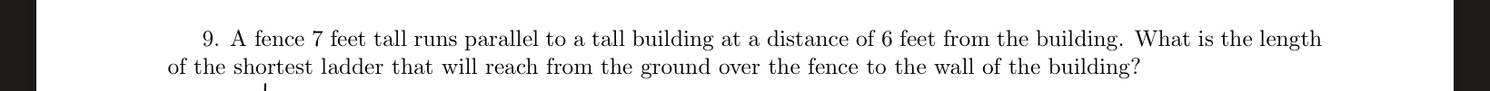 A fence 7 feet tall runs parallel to a tall