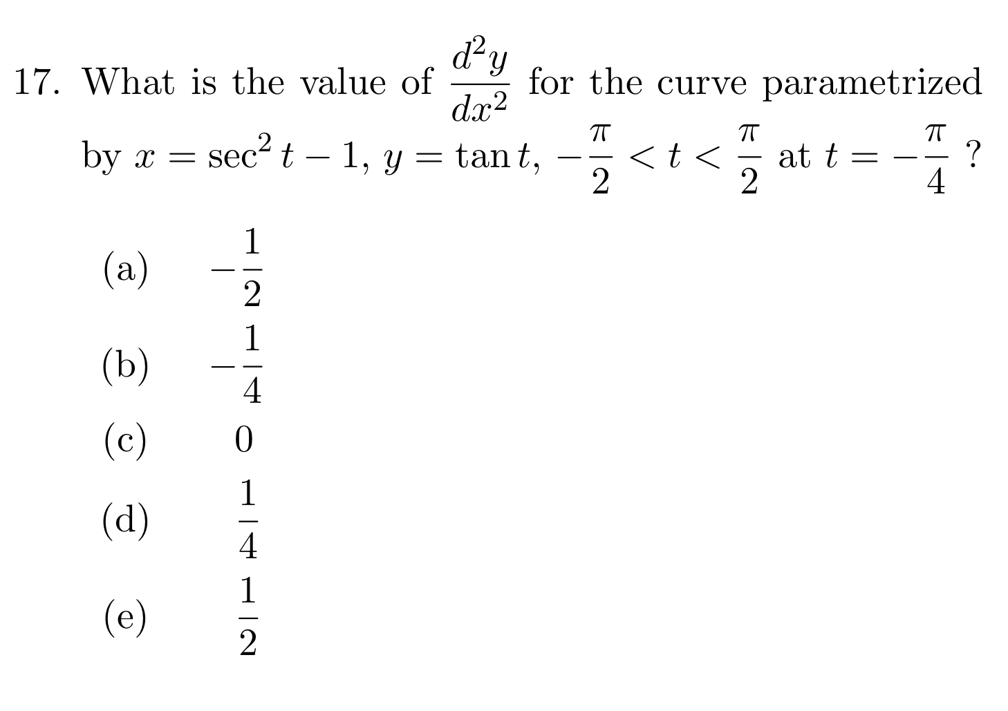 What is the value of d 2 y d x 2 for the curve