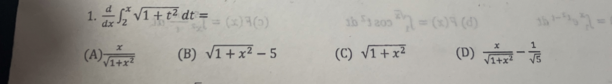 d d x 2 x 1 + t 2 2 d t = ( A ) x 1 + x 2 2 ( B )