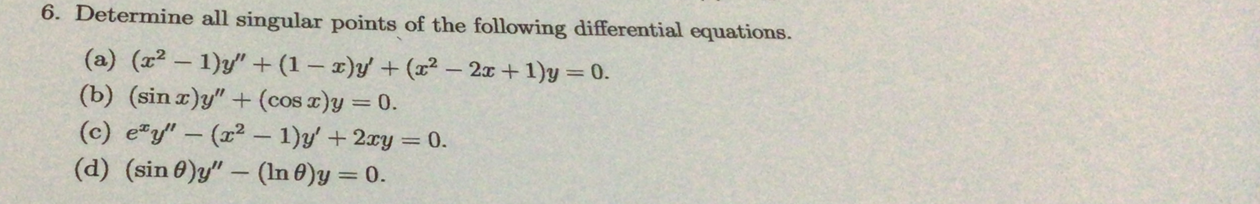 Determine all singular points of the following
