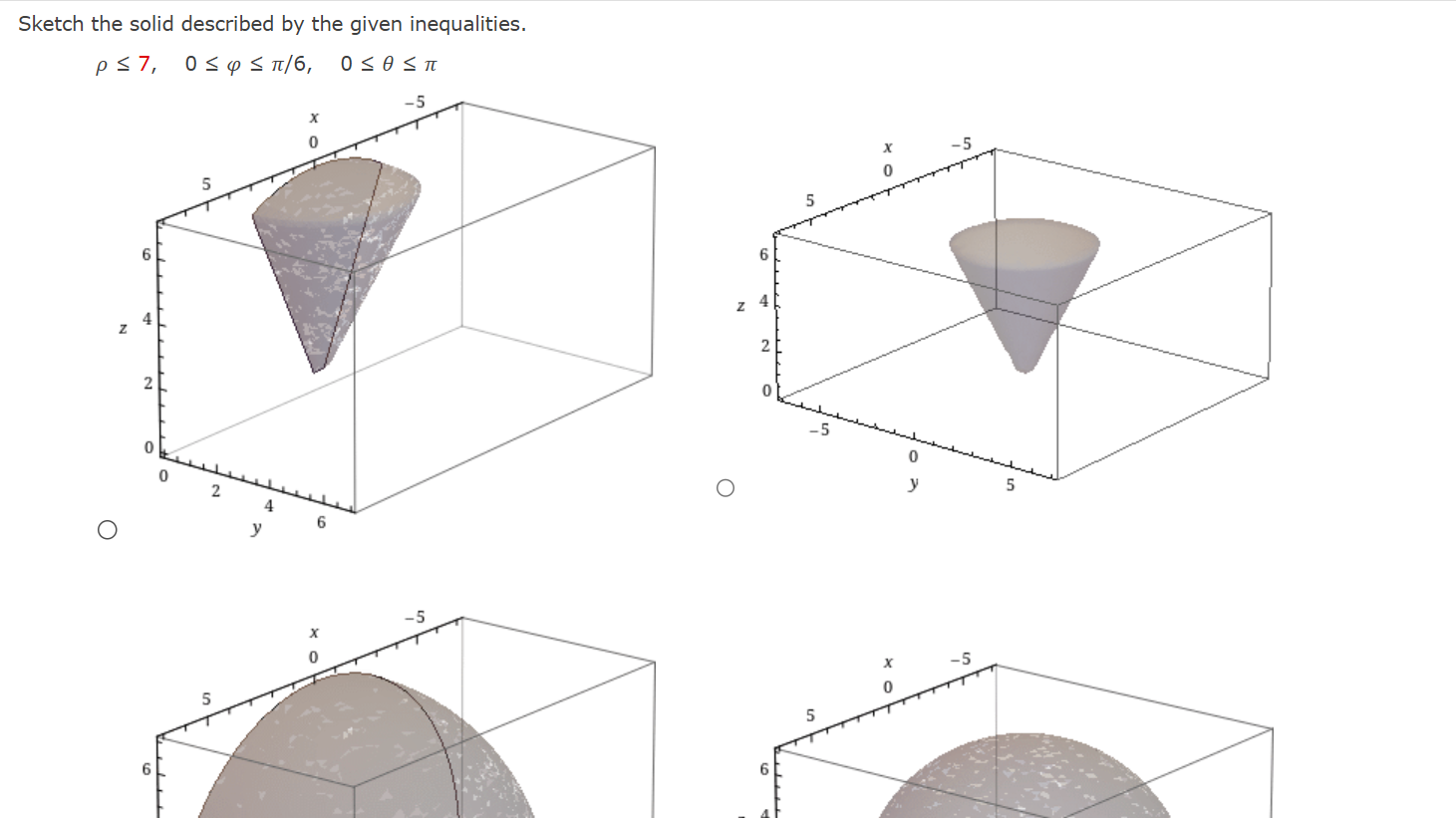 Sketch the solid described by the given