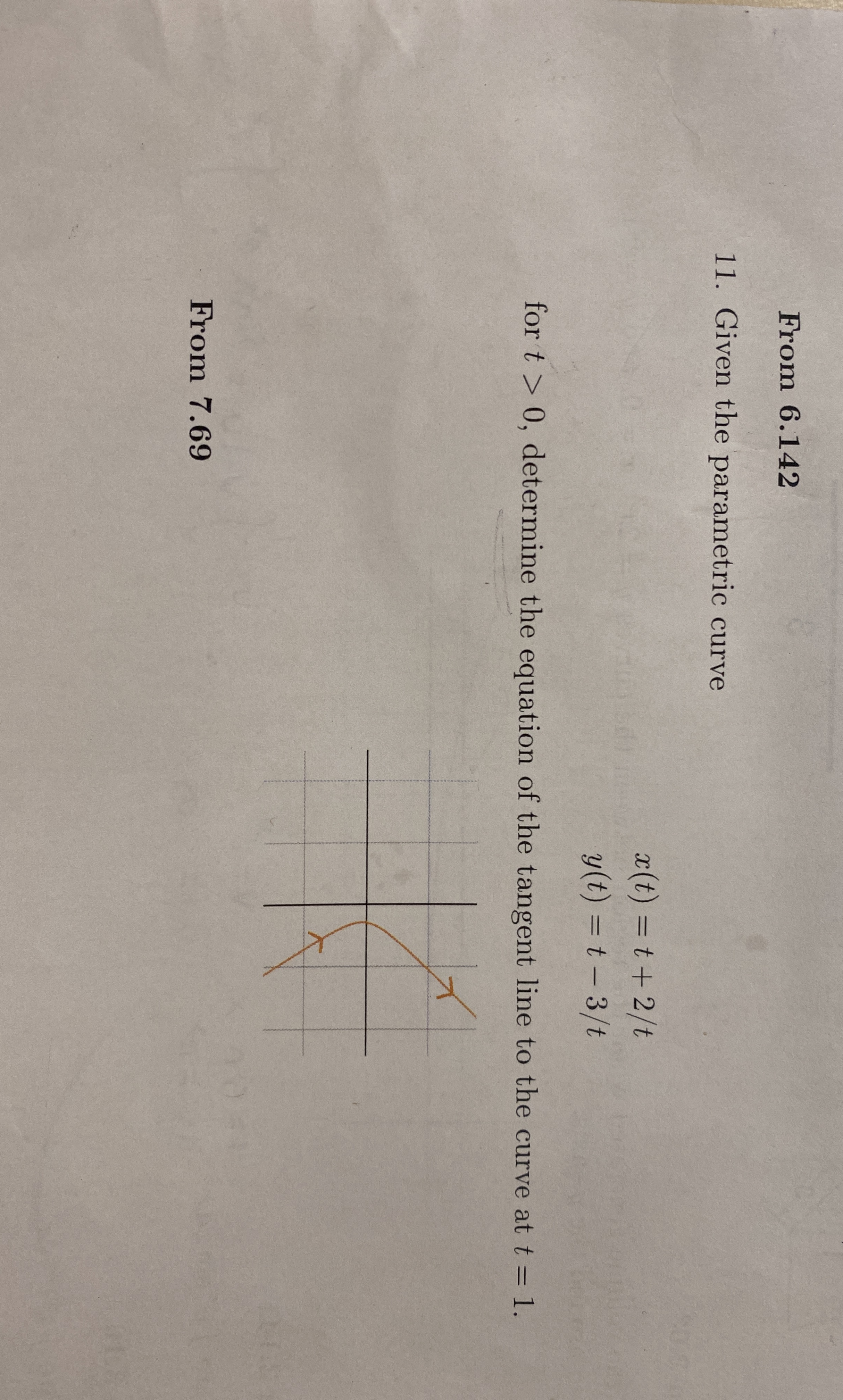 From 6 . 1 4 2 1 1 . Given the parametric curve x